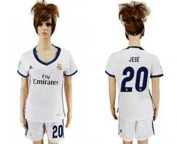 Women's Real Madrid #20 Jese Home Soccer Club Jersey