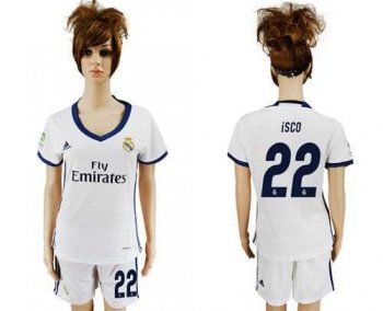 Women's Real Madrid #22 Isco Home Soccer Club Jersey