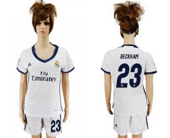 Women's Real Madrid #23 Beckham Home Soccer Club Jersey