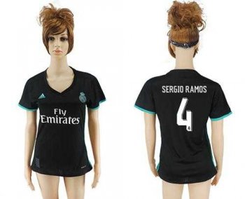 Women's Real Madrid #4 Sergio Ramos Away Soccer Club Jersey