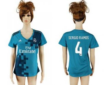 Women's Real Madrid #4 Sergio Ramos Sec Away Soccer Club Jersey