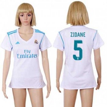 Women's Real Madrid #5 Zidane Home Soccer Club Jersey