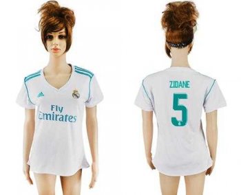 Women's Real Madrid #5 Zidane Home Soccer Club Jersey