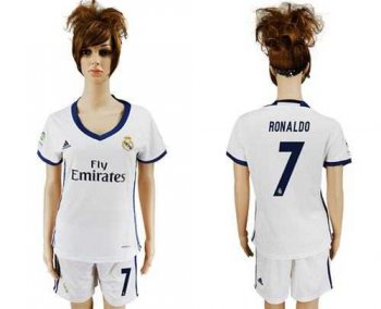 Women's Real Madrid #7 Ronaldo Home Soccer Club Jersey