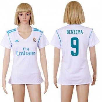 Women's Real Madrid #9 Benzema Home Soccer Club Jersey