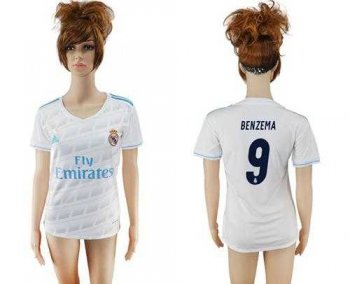 Women's Real Madrid #9 Benzema Home Soccer Club Jersey