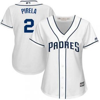 Women's San Diego Padres #2 Jose Pirela White Home Stitched MLB Jersey