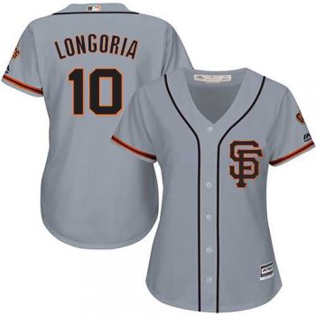 Women's San Francisco Giants #10 Evan Longoria Grey Road 2 Stitched Baseball Jersey