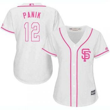 Women's San Francisco Giants #12 Joe Panik White Pink Fashion Stitched MLB Jersey