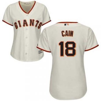 Women's San Francisco Giants #18 Matt Cain Cream Home Stitched MLB Jersey