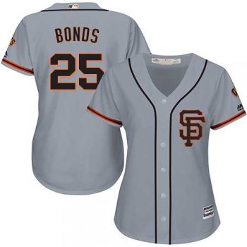 Women's San Francisco Giants #25 Barry Bonds Grey Road 2 Stitched MLB Jersey