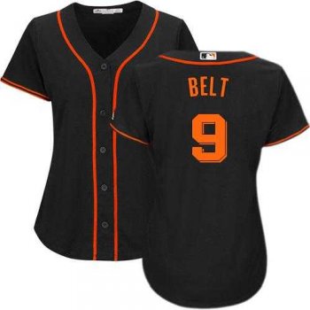 Women's San Francisco Giants #9 Brandon Belt Black Alternate Stitched MLB Jersey