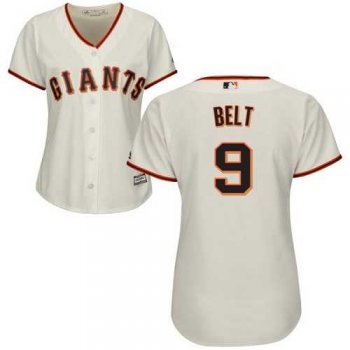 Women's San Francisco Giants #9 Brandon Belt Cream Home Stitched MLB Jersey