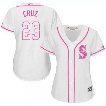 Women's Seattle Mariners #23 Nelson Cruz White Pink Fashion Stitched MLB Jersey