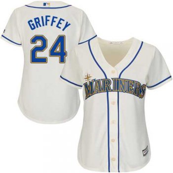 Women's Seattle Mariners #24 Ken Griffey Cream Alternate Stitched MLB Jersey