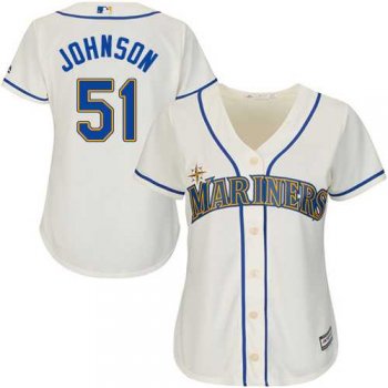 Women's Seattle Mariners #51 Randy Johnson Cream Alternate Stitched MLB Jersey