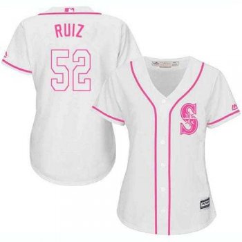 Women's Seattle Mariners #52 Carlos Ruiz White Pink Fashion Stitched MLB Jersey