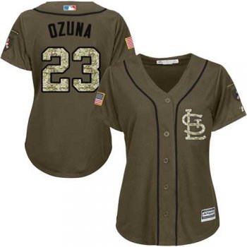 Women's St.Louis Cardinals #23 Marcell Ozuna Green Salute to Service Stitched MLB