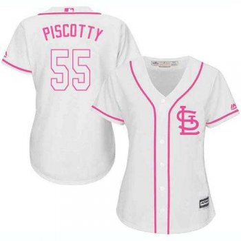 Women's St. Louis Cardinals #55 Stephen Piscotty White Pink Fashion Stitched MLB Jersey