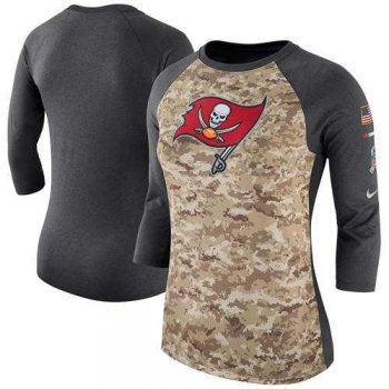 Women's Tampa Bay Buccaneers Nike Camo Charcoal Salute to Service Legend Three-Quarter Raglan Sleeve T-Shirt