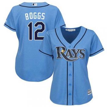 Women's Tampa Bay Rays #12 Wade Boggs Light Blue Alternate Stitched MLB Jersey