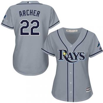 Women's Tampa Bay Rays #22 Chris Archer Grey Road Stitched MLB Jersey