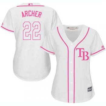 Women's Tampa Bay Rays #22 Chris Archer White Pink Fashion Stitched MLB Jersey