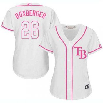 Women's Tampa Bay Rays #26 Brad Boxberger White Pink Fashion Stitched MLB Jersey