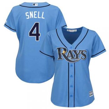 Women's Tampa Bay Rays #4 Blake Snell Light Blue Alternate Stitched MLB Jersey