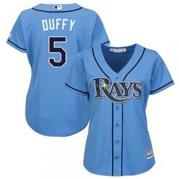 Women's Tampa Bay Rays #5 Matt Duffy Light Blue Alternate Stitched MLB Jersey