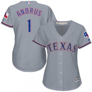 Women's Texas Rangers #1 Elvis Andrus Grey Road Stitched MLB Jersey