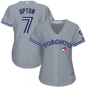 Women's Toronto Blue Jays #7 B.J. Upton Grey Road Stitched MLB Jersey