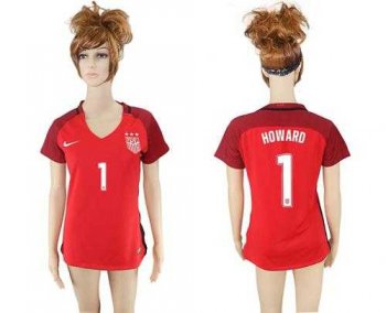 Women's USA #1 Howard Away Soccer Country Jersey