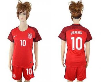 Women's USA #10 Diskerud Away Soccer Country Jersey