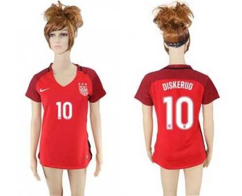 Women's USA #10 Diskerud Away Soccer Country Jersey