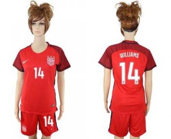 Women's USA #14 Williams Away Soccer Country Jersey