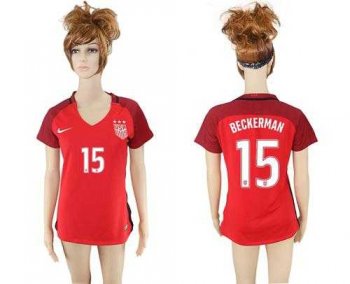 Women's USA #15 Beckerman Away Soccer Country Jersey