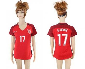 Women's USA #17 Altidore Away Soccer Country Jersey