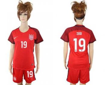 Women's USA #19 Zusi Away Soccer Country Jersey