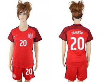 Women's USA #20 Cameron Away Soccer Country Jersey