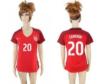 Women's USA #20 Cameron Away Soccer Country Jersey