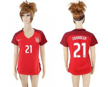 Women's USA #21 Chandler Away Soccer Country Jersey