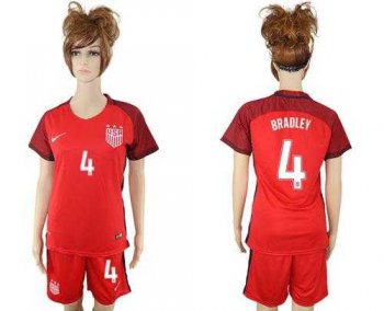 Women's USA #4 Bradley Away Soccer Country Jersey