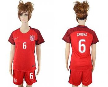 Women's USA #6 Brooks Away Soccer Country Jersey