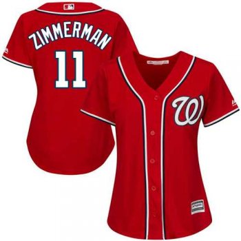 Women's Washington Nationals #11 Ryan Zimmerman Red Alternate Stitched MLB Jersey