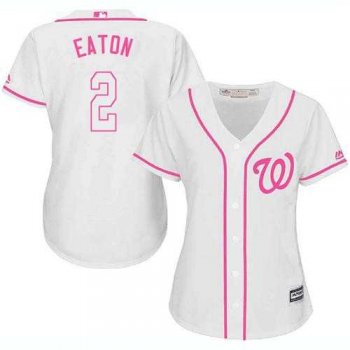 Women's Washington Nationals #2 Adam Eaton White Pink Fashion Stitched MLB Jersey