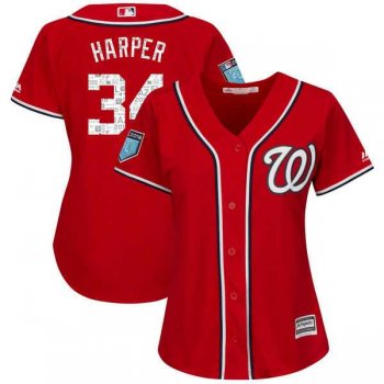 Women's Washington Nationals #34 Bryce Harper Majestic Scarlet 2018 Spring Training Cool Base Player Jersey