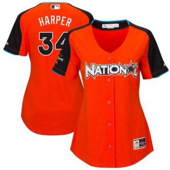 Women's Washington Nationals #34 Bryce Harper Orange 2017 All-Star National League Stitched MLB Jersey