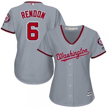 Women's Washington Nationals #6 Anthony Rendon Grey Road Stitched MLB Jersey