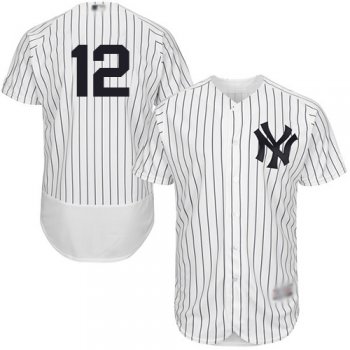 Yankees #12 Troy Tulowitzki White Strip Flexbase Authentic Collection Stitched Baseball Jersey